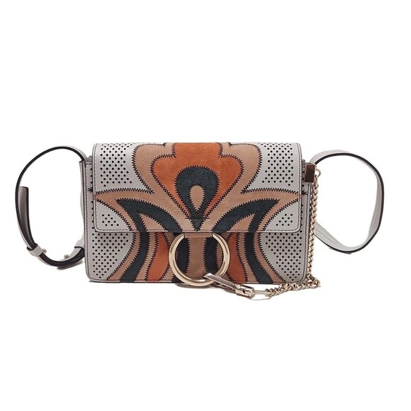 Chloe Faye Small Shoulder Bag - Light gray Brown Multi Leather Suede 364-080625 - Picture 1 of 9
